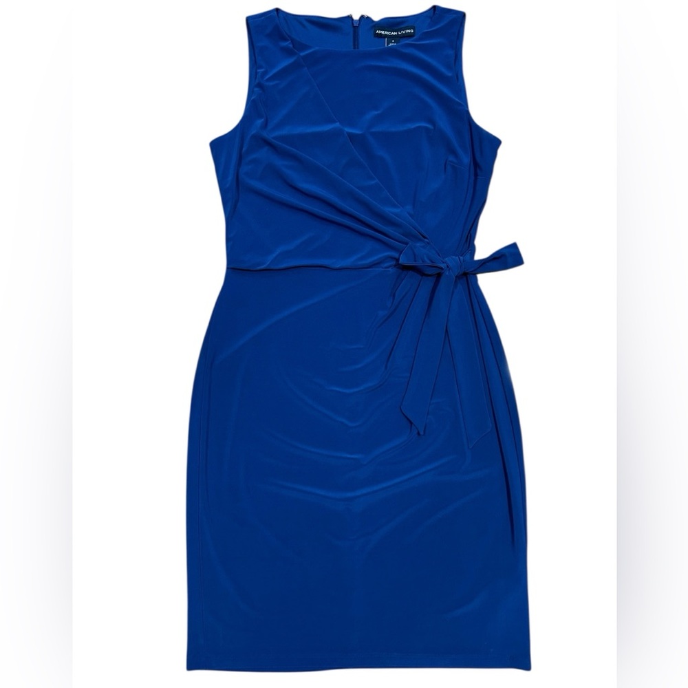 American Living Sz 8 Sleeveless Dress Elegant Blue Classic Timeless Office Fall